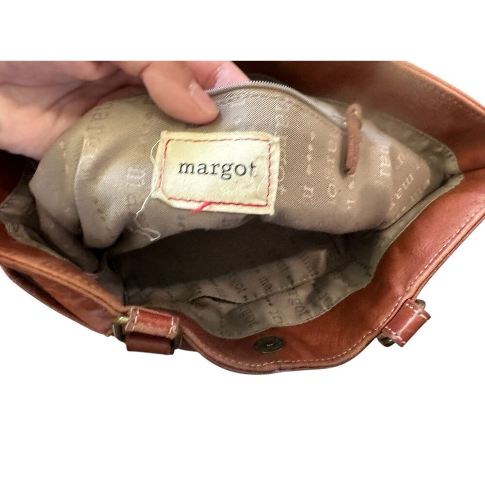 Margot New York Soft Buttery Leather Shoulder Bag Brown Vintage Classic Western - Picture 3 of 14
